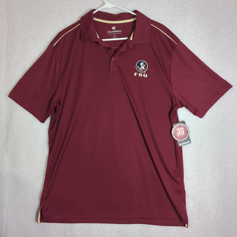 Colosseum Mens XL Brand New NWT Florida State University Seminoles Red gold Polo
